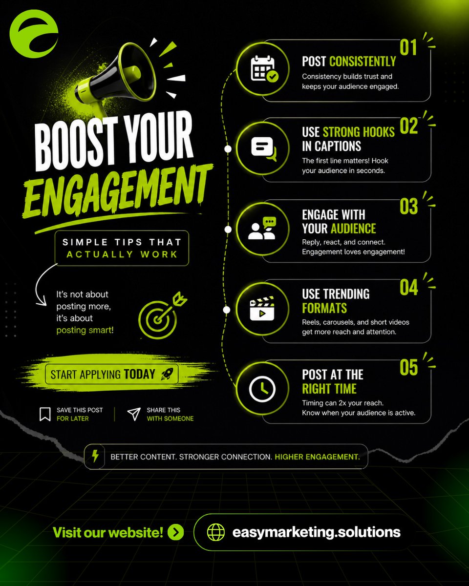 Easy_marketin's tweet image. Want better engagement? 👀

Stop guessing and start using strategies that actually work.

Apply these tips and turn your content into a growth tool. 📈

Save this post &amp;amp; try it today 🚀

#marketingtips  #ConsistencyWins  #hooks #engagement #righttime #posting
