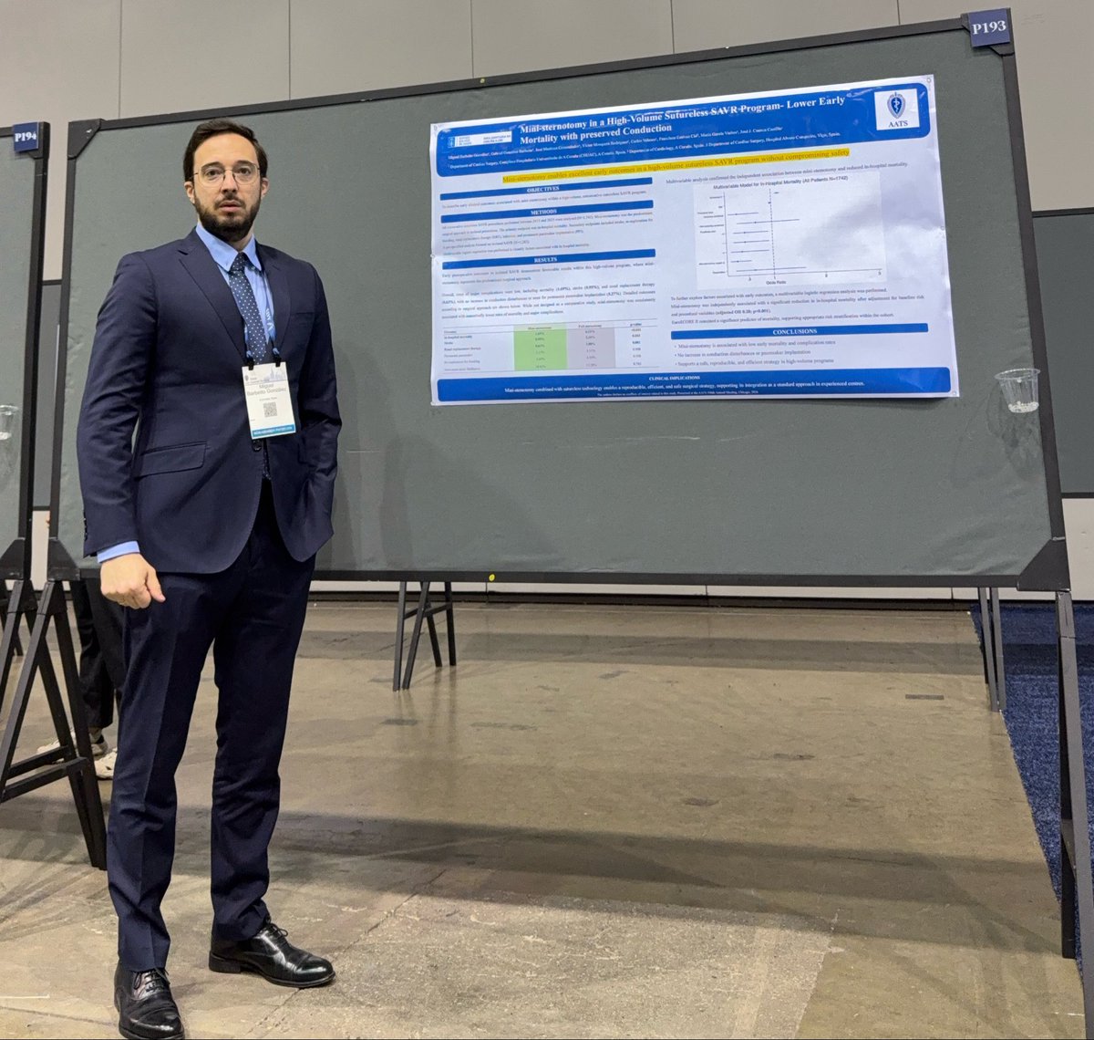 barbeito_g's tweet photo. Day 3… And last (but not least)… more insights on the way.
Small incision, big impact: efficient, reproducible early outcomes in the largest single-center sutureless AVR series.

Grateful to #AATS2026 for the opportunity to share over a decade of experience with sutureless Vvs. https://t.co/C7BGNJ6XGr