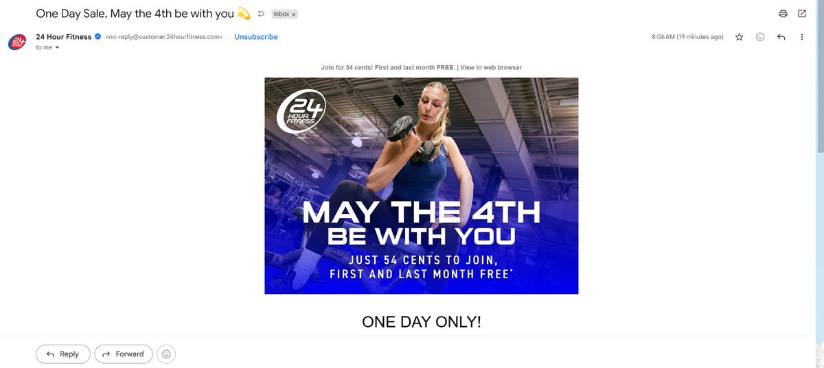 darkpreacher99's tweet photo. @24hourfitness, this was a fun idea until it turned out not to be true! https://t.co/lsW10XXFyo