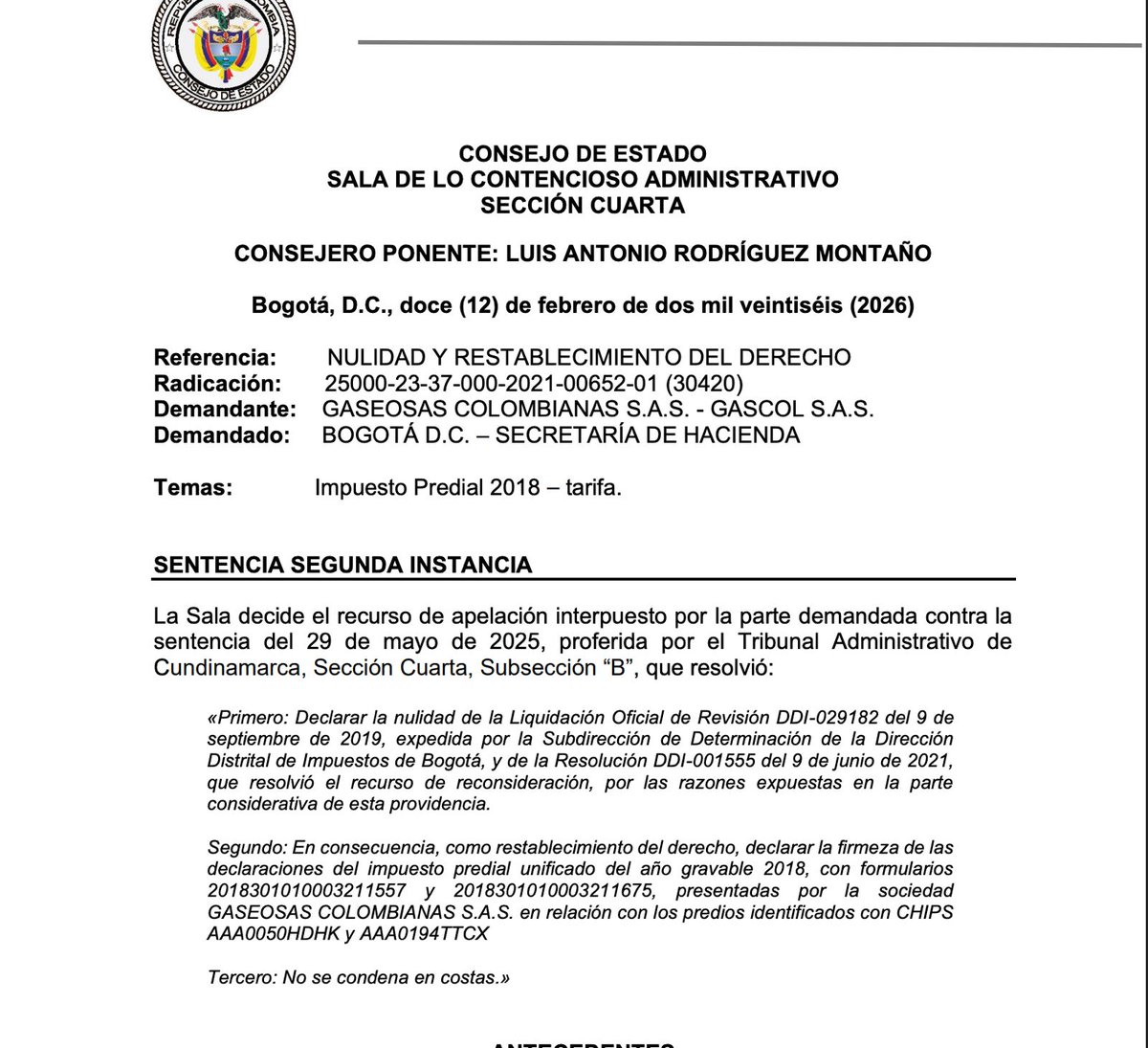 BClegal24's tweet photo. #Datodeldia Impuesto Predial Bogotá: Tarifa para predios industriales sostenibles Sentencia: Rad. 25000233700020210065201 (M.P. Luis Antonio Rodríguez Montaño).hilo https://t.co/Vj6FmRhKZ9