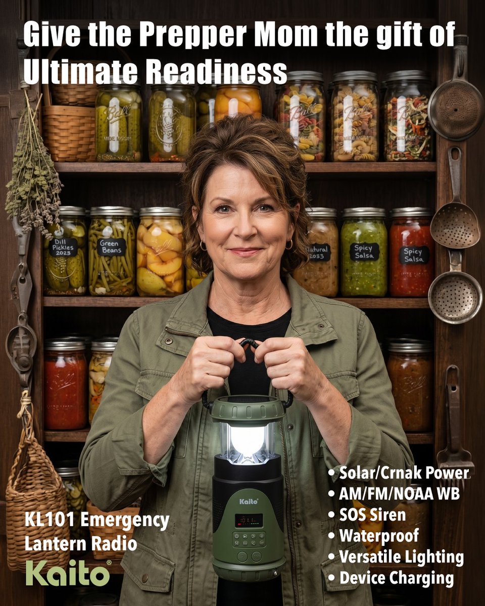 KaitoRadioUSA's tweet image. Give her the gift of ultimate readiness. Because peace of mind is the best gift of all. 🎁🔦
👉 amzn.to/4oHPQCA
#mothersdaygifts  #PrepperMom #EmergencyPreparedness #KaitoKL101 #SafetyFirst #PantryGoals #HomeReadiness #SurvivalGear