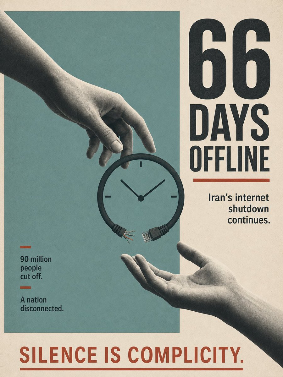 روز ۶۶.

#DigitalBlackOutIran‌ 

اروپا بنزین را لیتری حدود ۲ یورو می‌خرد؛
مردم ایران اینترنت را گیگی ۳ یورو.
در کشوری که اینترنت را قطع می‌کنند، بعد همان اتصالِ نیمه‌جان را گران‌تر از سوخت می‌فروشند، اسمش بازار نیست؛ غارت است.

اینترنت حق است، نه کالای لوکس.
