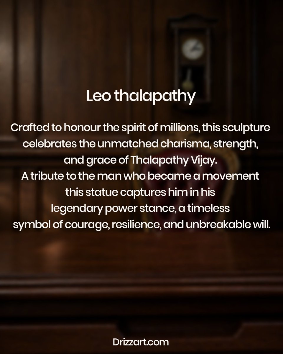 drizzart3d's tweet photo. Thalapathy statue
ring home the iconic Leo statue crafted for true Vijay fans. π¦
#LeoStatue #ThalapathyVijay #VijayFans #3DStatue #CollectibleStatue #CustomStatue #HomeDecor #FanCollection #tvk https://t.co/Vx1wS9IUYn