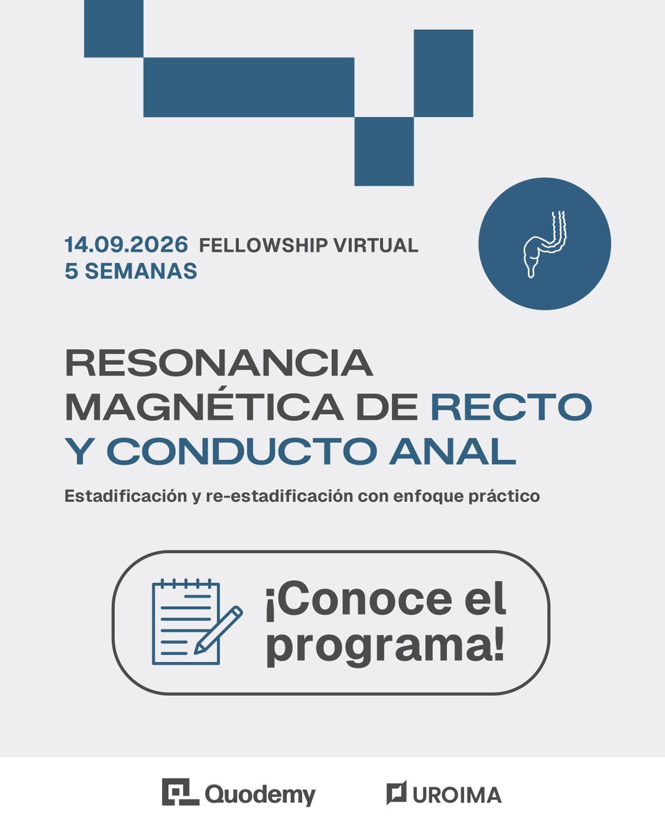 _uroima's tweet photo. Compartimos el programa de nuestro Fellowship "Resonancia Magnética de Recto y Conducto Anal"

Ingresa aquí: https://t.co/bV8jQCGYJB

💻 Curso virtual
🗓️ Fecha de inicio: 14 de septiembre 2026
⏰ 5 semanas
📲 Más info e inscripción: https://t.co/pxl97PsKKQ https://t.co/OL0xko1reh