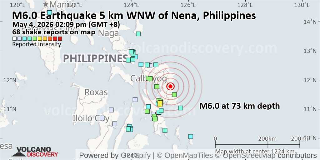 GaroweOnline's tweet image. BREAKING: An earthquake of magnitude 6 has struck the Samar region of the #Philippines at a depth of 10 km (6.2 miles), the German Research Centre for Geosciences says.