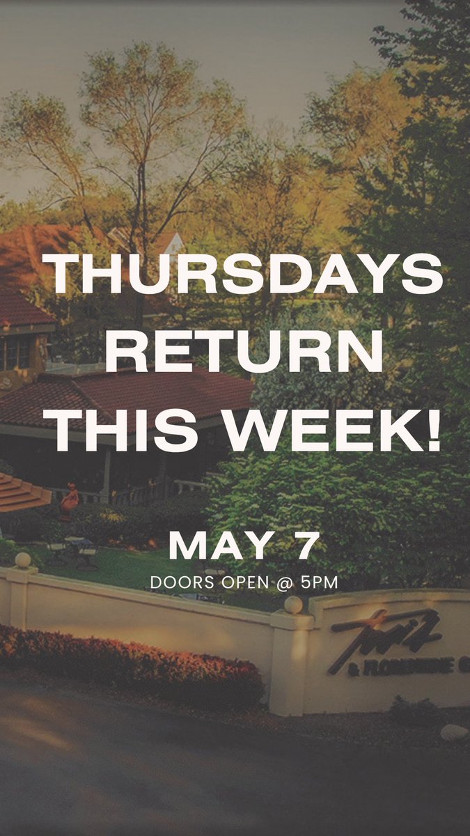 TosisRestaurant's tweet image. #Thursday Return this Week! Doors open at 5 p.m.
Tosi's Restaurant
4337 Ridge Rd.
Stevensville, Mi. 49127
(269) 429-368
tosis.com

Hours -
Open -
Monday, Tuesday, Thursday, Friday &amp;amp; Saturday.
Doors open at 5 p.m.
Closed -
Sunday &amp;amp; Wednesday.