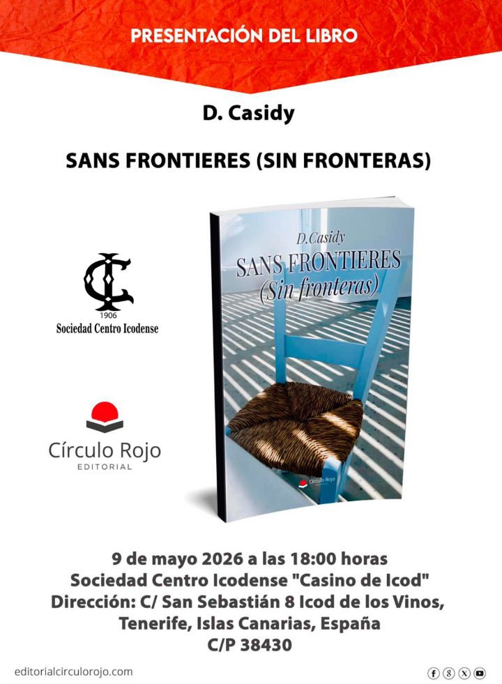 SCIcodense's tweet photo. Te invitamos el próximo sábado 9 de mayo a partir de las 18 horas a la presentación del libro "Sin frontieres" (Sin fronteras) del autor D. Casidy. Entrada gratuita hasta completar el aforo. Te esperamos. https://t.co/odNlL8w13c