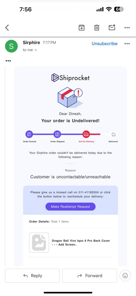 CVanguard69's tweet photo. @ShiprocketIndia @help_delhivery @delhivery Yet another “undelivered” status from due to “customer unreachable,”despite me being available and actively trying to call the delivery agent. Every single time I call, they cut the line. This pathetic service needs to stop immediately. https://t.co/TodgWFEzeT