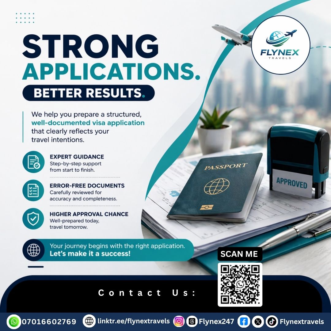 flynextravels's tweet image. Strong applications = better results

Get expert guidance, error-free documents &amp;amp; boost your visa approval chances with Flynex Travels. 
Your journey starts right - let’s make it a success!

#VisaSuccess #TravelAbroad #VisaApplication #FlynexTravels #StudyAbroad TravelGoals