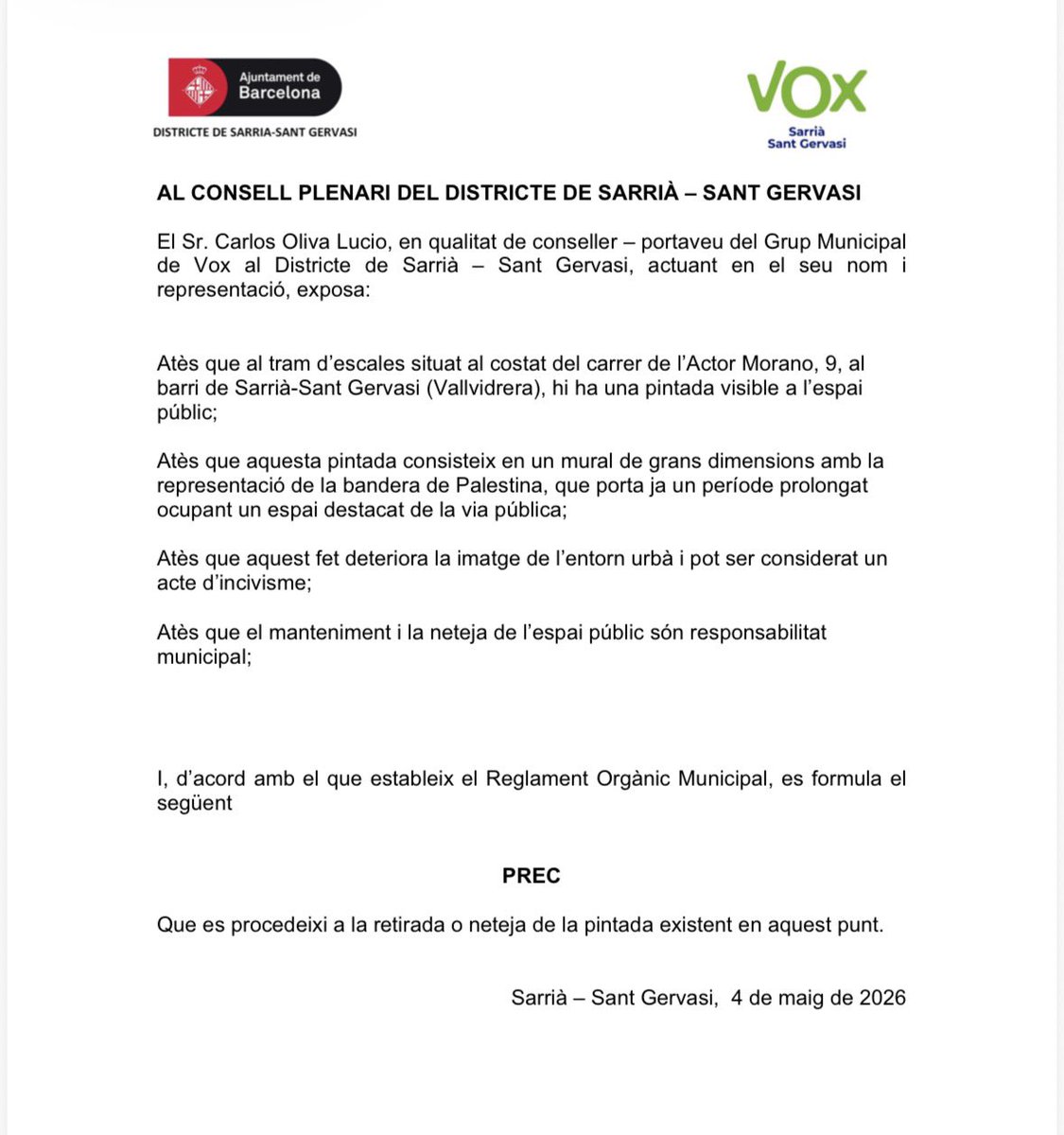 VOX Sarrià-Sant Gervasi tweet media