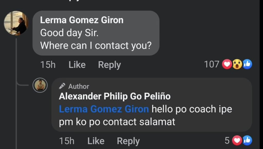 Ito yung nagpm agad si coach Lerma hahhaa
