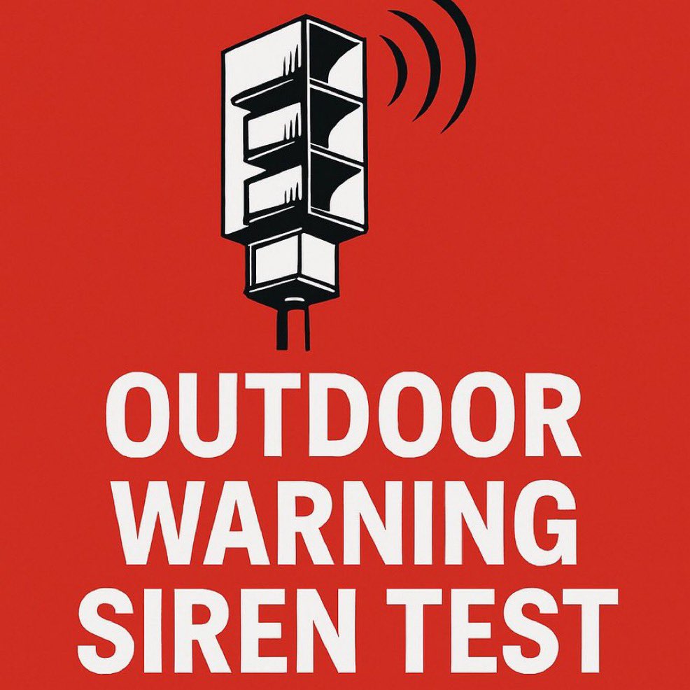 STLFireDept's tweet photo. 🚨OUTDOOR WARNING SIREN TEST🚨

The City’s outdoor warning sirens will be tested this morning at 11:00 AM.

🔊 This is ONLY a test.
No action is needed.

Routine testing helps ensure the system is ready to alert the public in the event of severe weather or an emergency. #YourFireDepartment #STLCity
