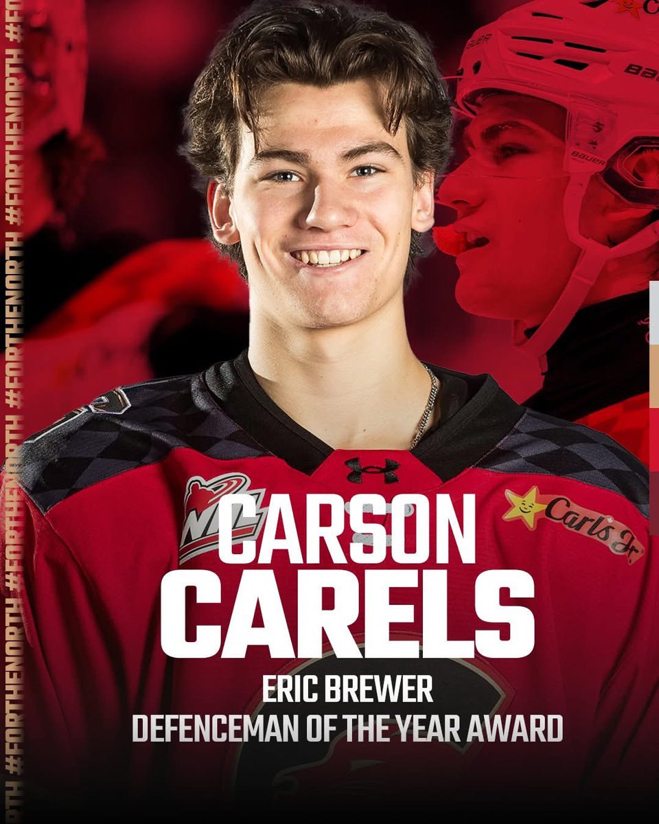 A season to remember! 🔥

73 points, clutch goals, big hits, and unbelievable defensive play all year long.

Congratulations to Carson Carels on being named the Eric Brewer Defenceman of the Year!