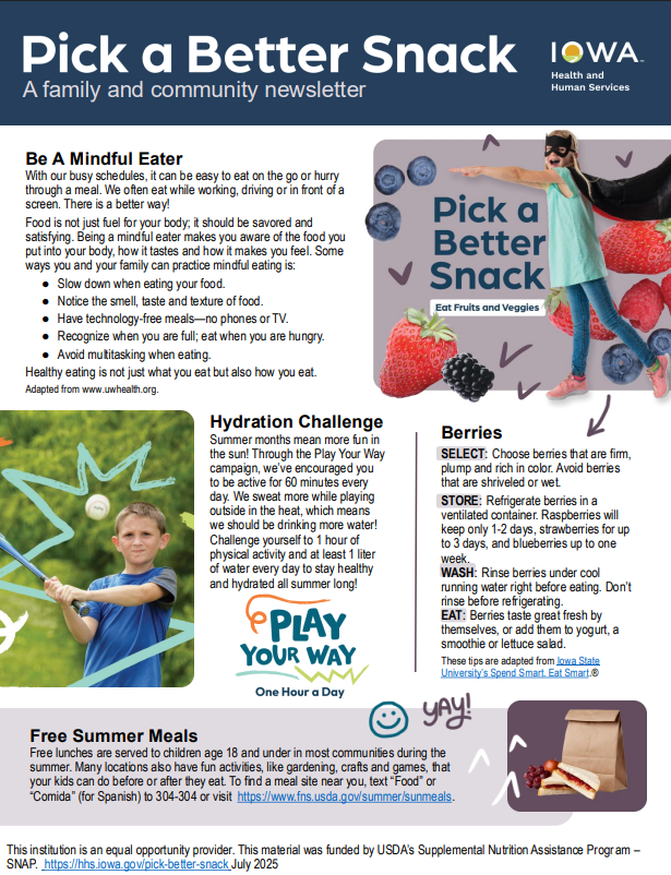 DMPS_Dining's tweet photo. Sharing the final Pick a better snack newsletter for the year! In May, @DMschools students will learn about berries! https://t.co/jJhLYcJZEN
