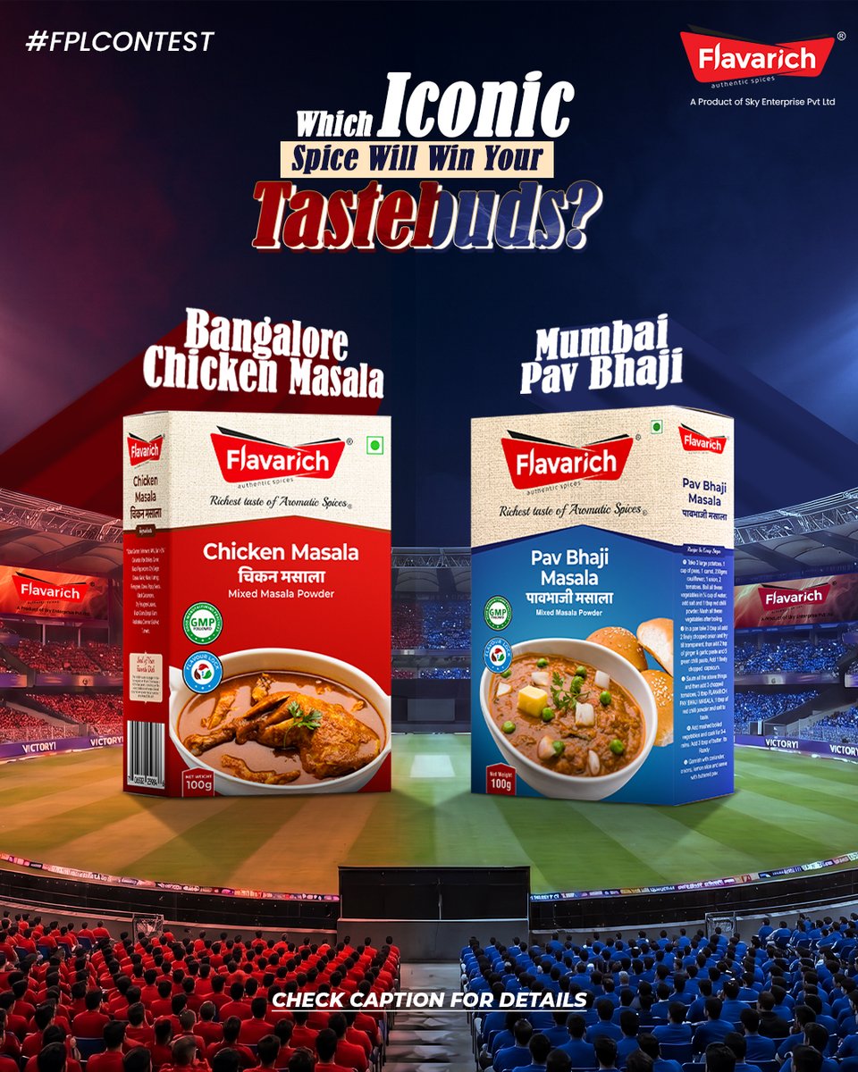soflavarich's tweet photo. Comment who will win - Bangalore Chicken Masala ya Mumbai Pav Bhaji?
Click given link to participate in the contest-https://t.co/piPrlT41le
#ContestAlert #IPLcontest #IPL2026 #RCB #MI #FPL #FPL2026 https://t.co/VweU5GO18V