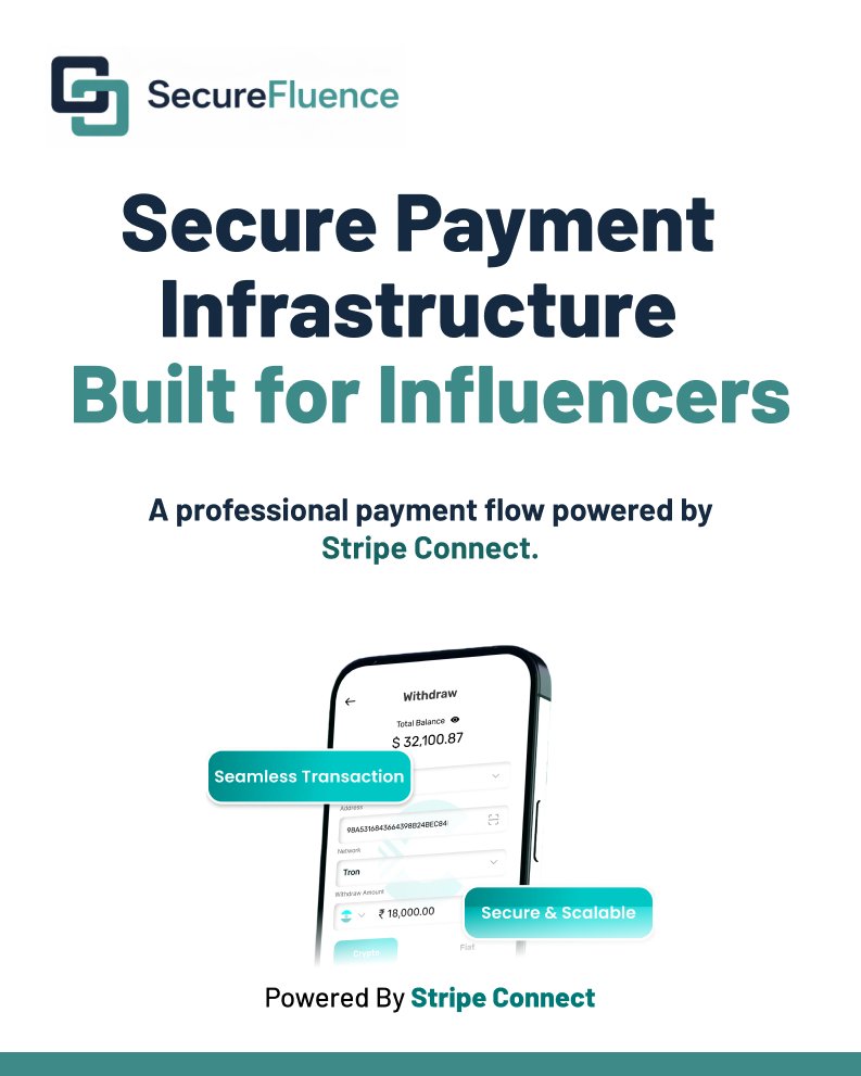 SecureFluence's tweet image. Secure payment infrastructure for creators.

Get paid before you post.  
No risk. No chasing.

Give brands a safe way to pay you.

@stripe

#creatoreconomy #contentcreators #influencermarketing #creatorbusiness #digitalcreators