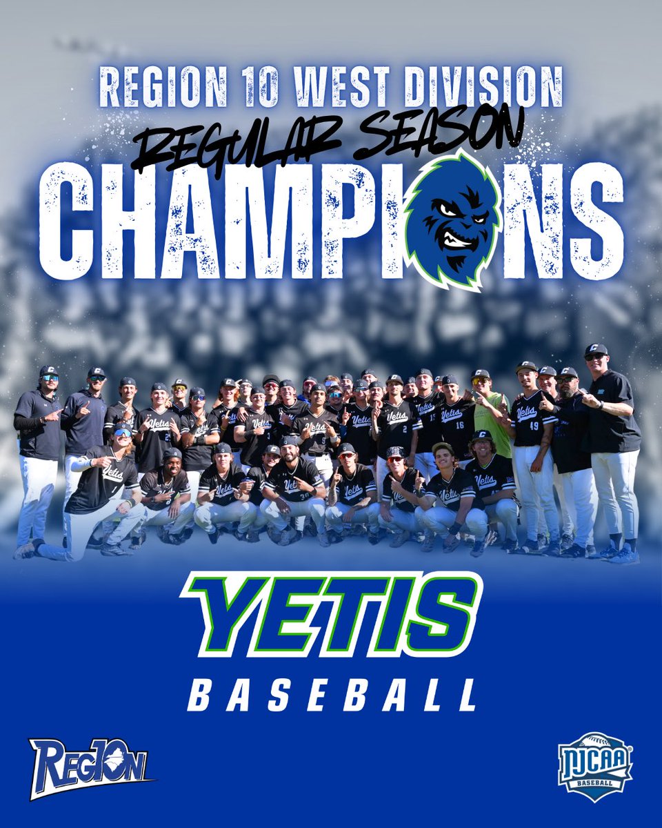 CCCYetis_BSBL's tweet photo. With a sweep this past weekend the Yetis clinch the regular season championship for the West division! We finished the regular season with a record of 33-20 and conference record of 27-9! We will play Lenoir CC this Thursday in Kinston at 1:00! https://t.co/LsBWk4Gqje