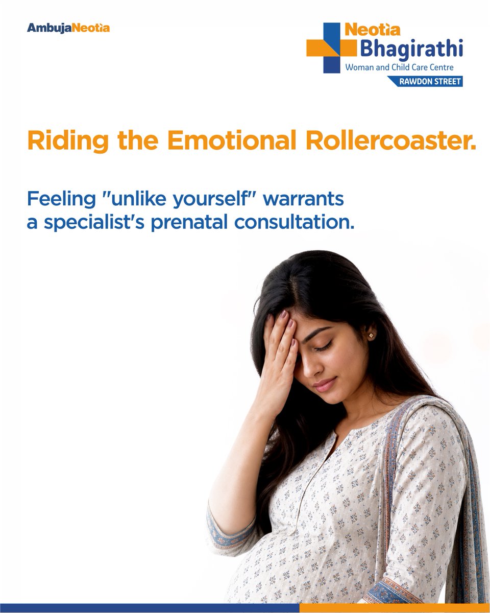 BNWCCC's tweet image. Riding the #emotionalrollercoaster of #pregnancy can leave you feeling "unlike yourself". Your well-being matters; seeking a specialist’s #prenatal #consultation at #NeotiaBhagirathi is a brave step toward balance. #PrenatalCare #EmotionalWellbeing #NeotiaBhagirathi #AmbujaNeotia