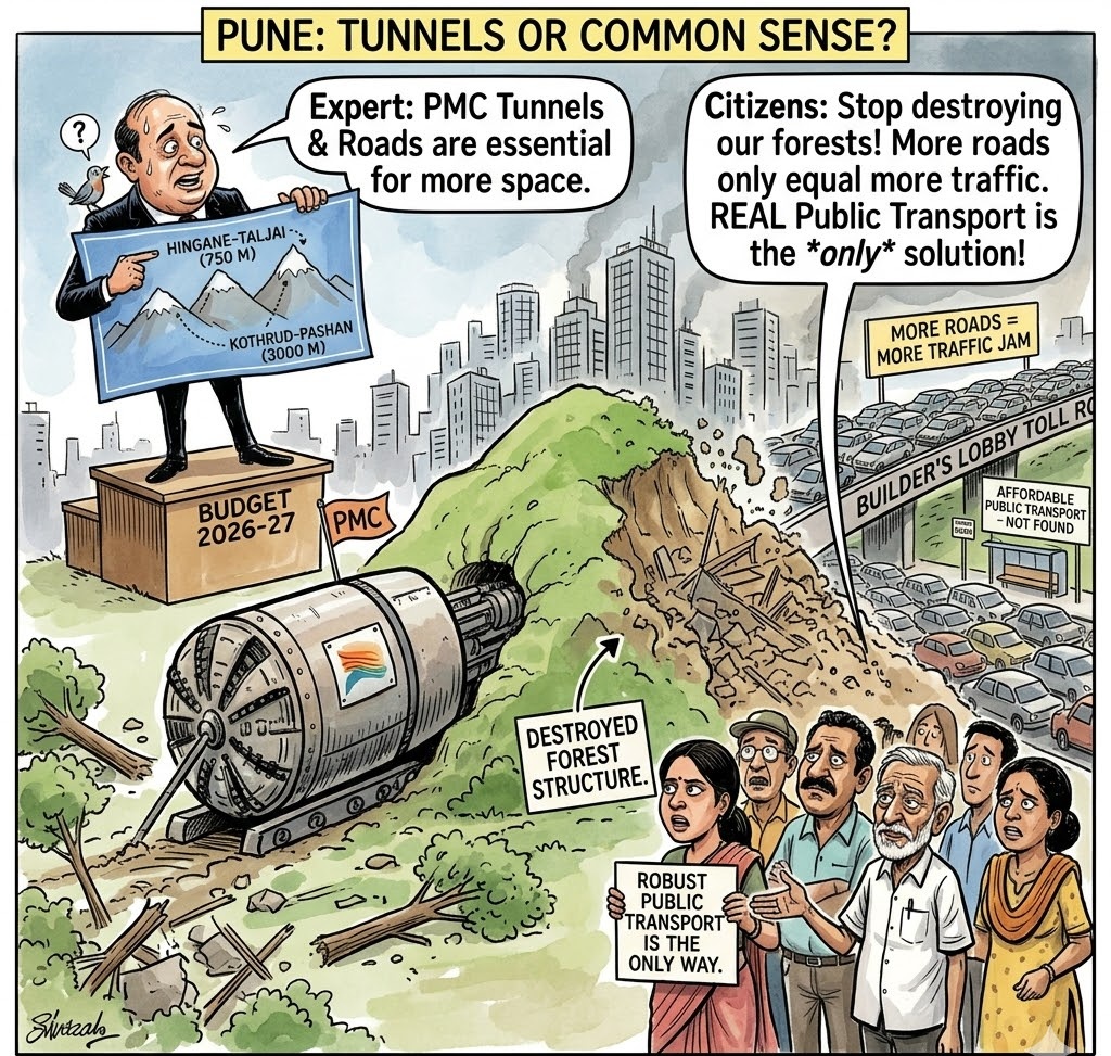With limited road space, does it make sense to keep building endless elevated roads and tunnels?

Tunnels through #Pune’s tekdis will disrupt groundwater recharge and destroy trees—pushing the city toward a DESERT 🏜️.

It’s short-term thinking with long-term damage.