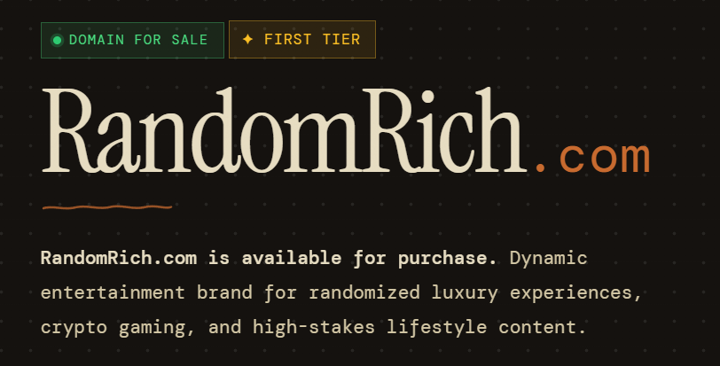 axiomdot's tweet image. RandomRich.com for sale! 

Ideal for crypto gaming, NFT drops, random airdrops &amp;amp; play-to-earn. 

Make "random" = RICH 💰

DM offers. 

#DomainForSale #Crypto #Web3 #Giveaway #PremiumDomain #RandomRich
