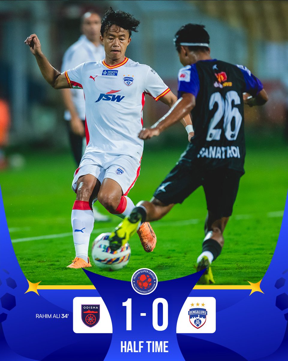 IndSuperLeague's tweet image. It's Odisha FC who have the upper hand against the Blues as both sides head down the tunnel at the Fatorda. ⚔️

#ISL12 #AmaTeamAmaGame #WeAreBFC #OFCBFC