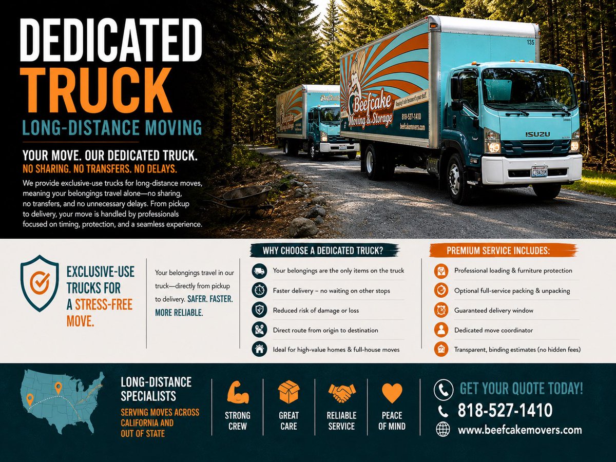 BeefcakeMoving's tweet photo. #Moving out of #California
We provide dedicated truck delivery for a flat rate. Visit our website for more details https://t.co/CbwteAydHR https://t.co/lqo88Jwg6V