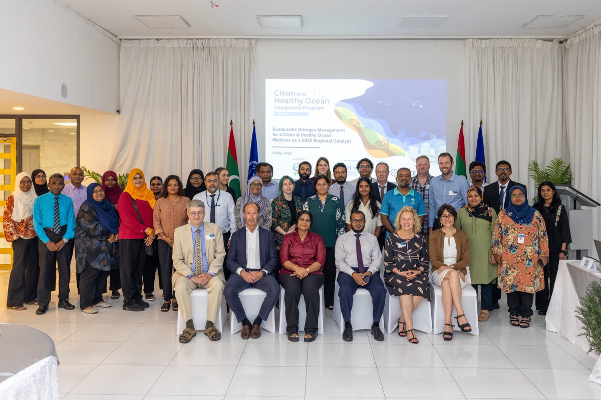 MoEnvmv's tweet photo. The Sustainable Nitrogen Management for a Clean & Healthy Ocean (CHOMV) project was officially launched today at the Maldives National University.
With support from the GEF and implementation by UNEP. One of the key solutions introduced by this project is the conversion of wastewater into liquid fertilizer, which directly addresses nitrogen related nutrient pollution while supporting reef and marine life protection.
@UNEP 
@theGEF 
@MNUedu 
@UK_CEH