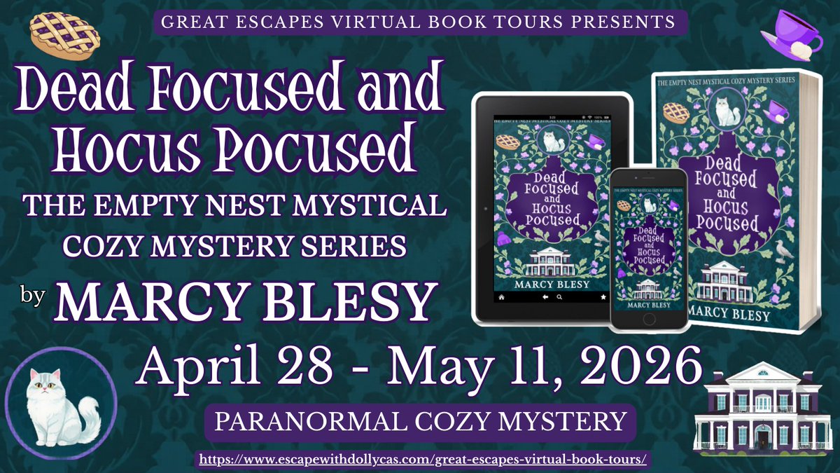 ReadYourWrites's tweet image. Marcy Blesy is back with an all-new #cozymystery. 𝐃𝐄𝐀𝐃 𝐅𝐎𝐂𝐔𝐒𝐄𝐃 𝐀𝐍𝐃 𝐇𝐎𝐂𝐔𝐒 𝐏𝐎𝐂𝐔𝐒𝐄𝐃.

Enter to #win a signed copy of the book.
readyourwrites.blogspot.com/2026/05/dead-f…

#paranormal #paranormalcozymystery #deadfocusedandhocuspocused #marcyblesy #interview #giveaway @dollycas