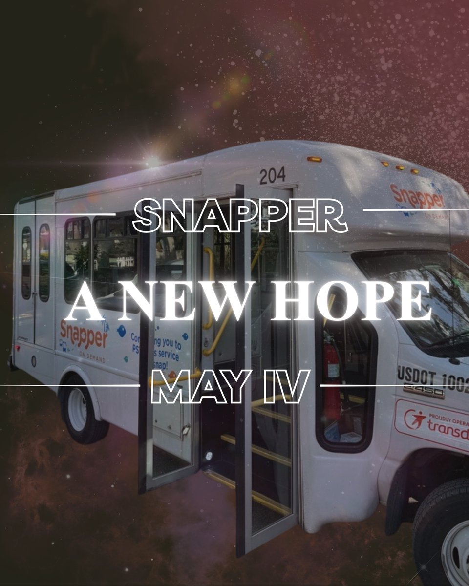 RidePSTA's tweet photo. A new hope has come!🌠 🚐 

The Snapper On-Demand Service has reached light speed! You can now get anywhere within the Clearwater and Safety Harbor Snapper on-demand zones. 

To plan your trip, go to https://t.co/ZnxlXwB7Z9! https://t.co/6yDtWrs8p8