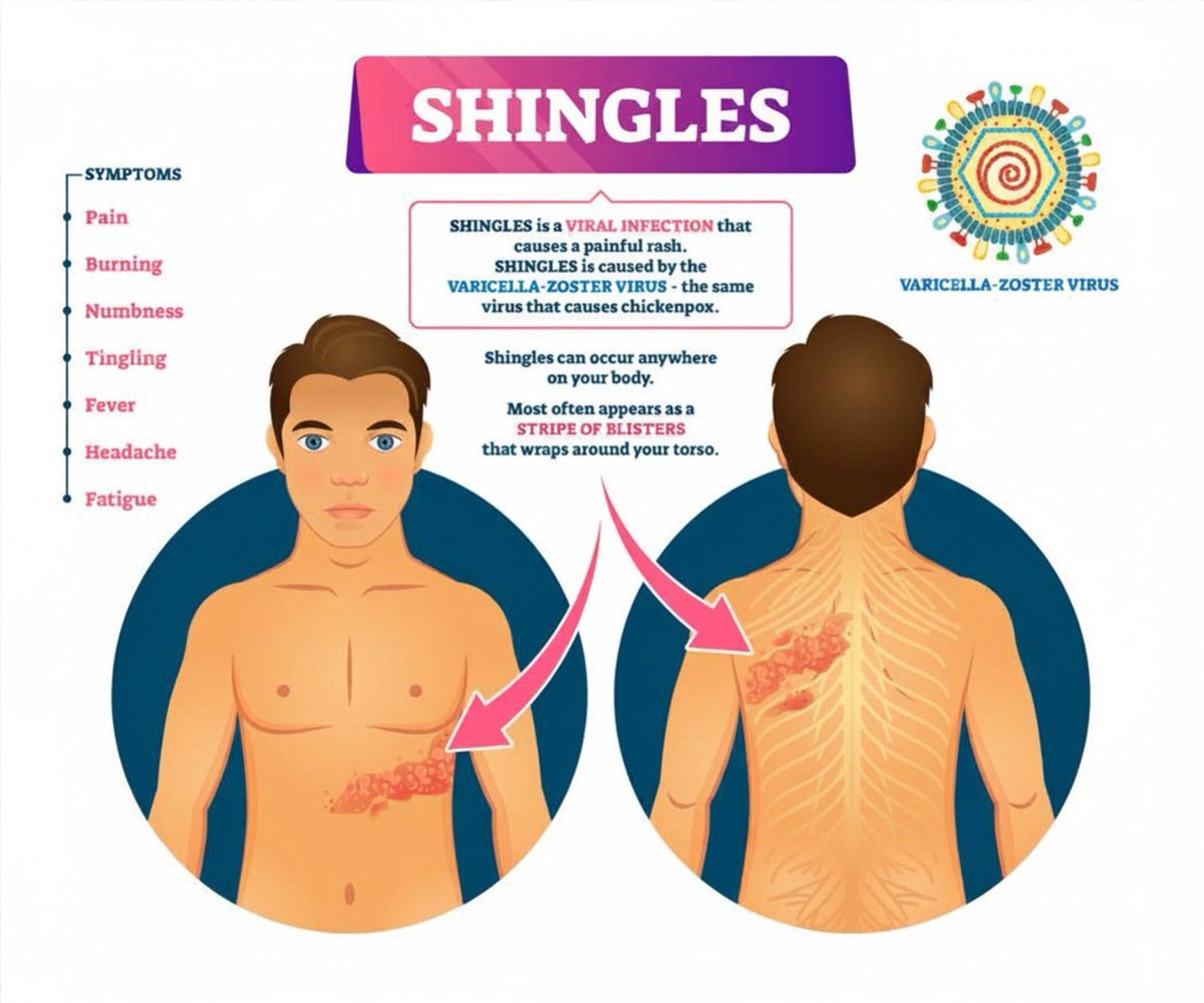 AllenCountyHD's tweet photo. #DYK shingles is caused by the same virus that causes chickenpox? 

It can cause a painful rash that can be prevented with a vaccine. The vaccine also might help protect against dementia, according to recent promising research. 

https://t.co/x1c4Xfuviy
https://t.co/gsiUptp8Ez https://t.co/8lYNoEJVOz