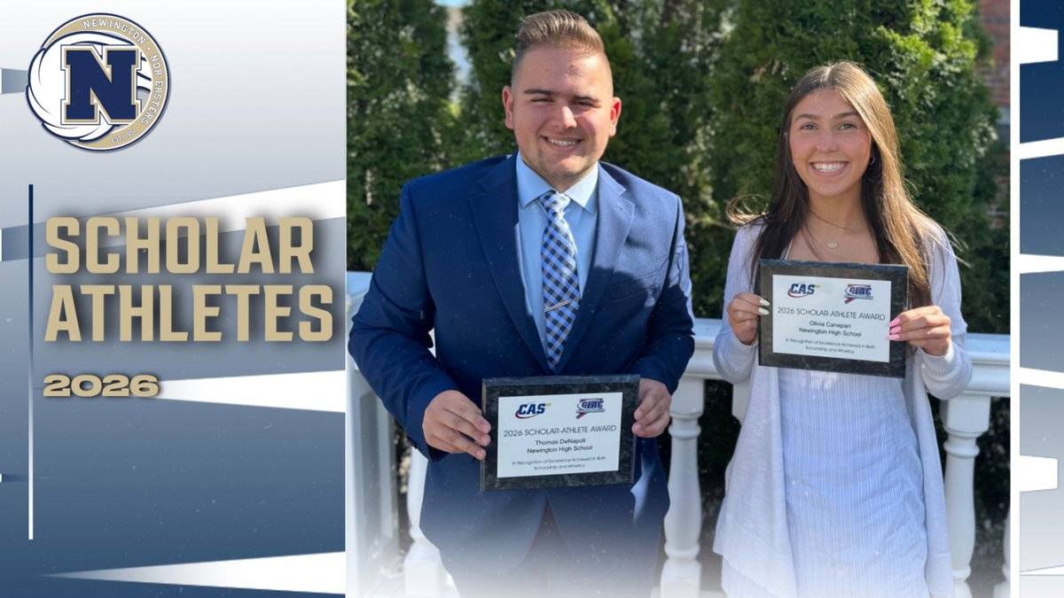 NewingtonSports's tweet photo. Congratulations to Thomas DeNapoli &amp; Olivia Canepari for being named the 2026 CIAC Scholar Athletes from NHS! https://t.co/RPAtxkgx0e