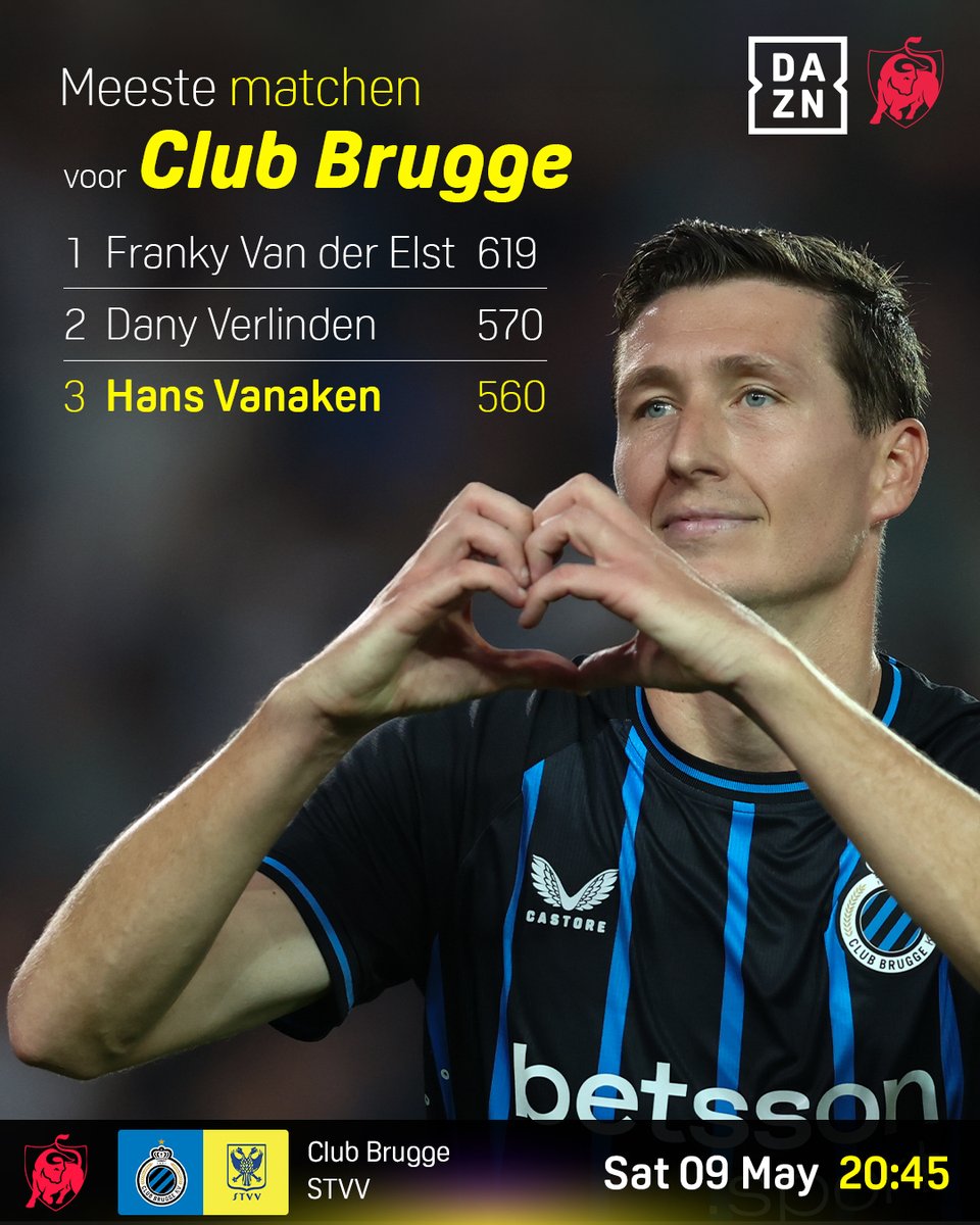 DAZN_BENL's tweet photo. 🤩 | De carrièreduur van Hans Vanaken bij Club Brugge zou moeten onderzocht worden. 👏
Hij stak Gert Verheyen voorbij na #ANDCLU. 📈 https://t.co/AXoOg0ddsO