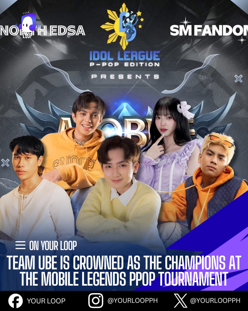yourloopph's tweet photo. The champions have been crowned as Team Ube (CLOUD 7 Migz, PJ, Fian, YML RZ, and MNL 48 Klaryle) secured the win in the recently concluded Mobile Legends PPOP Tournament organized by Sidus ๐ฎ
#143YesMyLove #MNL48 #CLOUD7_ph https://t.co/35uzAqrtzJ