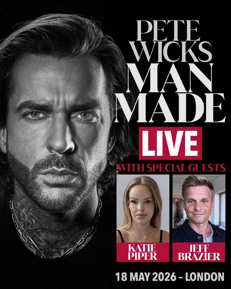 UnionChapelUK's tweet photo. Special guests @KatiePiper_ and @JeffBrazier just announced to join Pete Wicks as he brings his hit podcast Man Made to our London stage live for the first time!

PETE WICKS: Man Made | 18 May
Book your tickets at https://t.co/S5Bv18Yw2g https://t.co/quHHnz4tLb