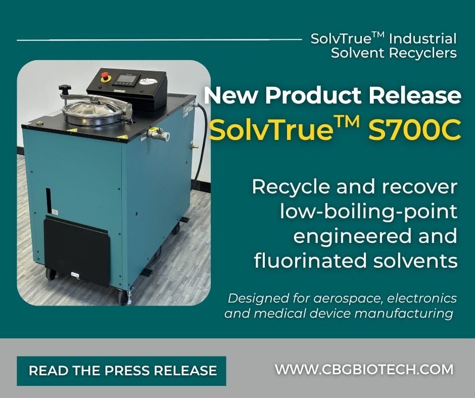 CBG_Biotech's tweet photo. CBG Biotech has announced the release of the SolvTrue™ S700C, a new solvent recovery system designed to support low-boiling-point engineered solvents used in precision industrial applications. 

Read the announcement: https://t.co/PnE8fuQx8B. 

#SolventRecovery #Manufacturing https://t.co/KGksXOcq7D