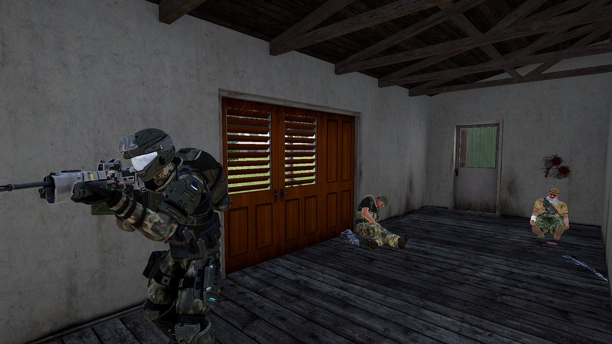 45th_STB's tweet image. Operation: Line Backer 
45th stb forces breach and clear a known urf hardpoint to disrupt enemy communications.
Enlist today! #arma3 #halo #unsc #join #pc