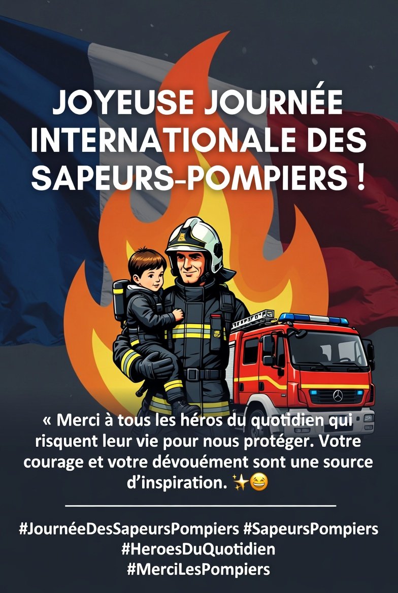 FabriceHespel's tweet image. 🚒 Hommage à nos sapeurs-pompiers en cette Journée Internationale. 👩‍🚒

​Merci à ces héros qui risquent tout pour nous protéger, 24h/24. Votre courage et votre dévouement forcent le respect. 🫡🔥

​Solidarité avec nos soldats du feu ! 🇫🇷

​ #SapeursPompiers #Heros #Secours