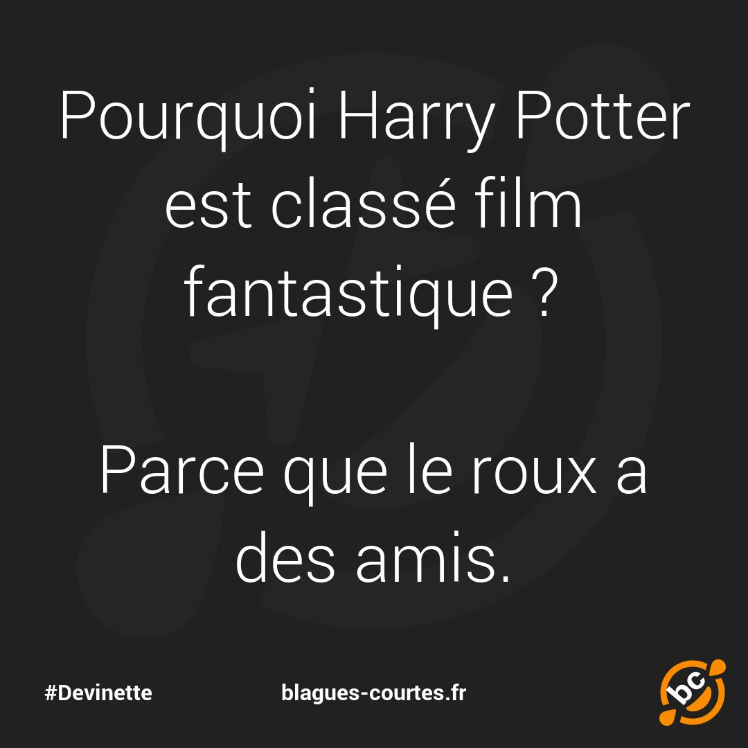 bLaGuEscOuRtEs_'s tweet image. 🤣 Harry Potter est classé film fantastique…
▶️ blagues-courtes.fr/b10482
#blague #humour #drole #comique #rire #devinette #film #harrypotter