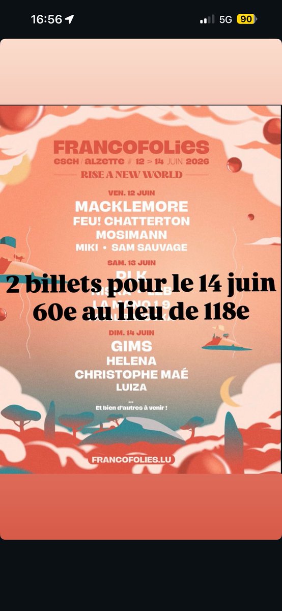 nell_jntz's tweet photo. #Francofolies #Billets #Esch https://t.co/yqowBpGJda