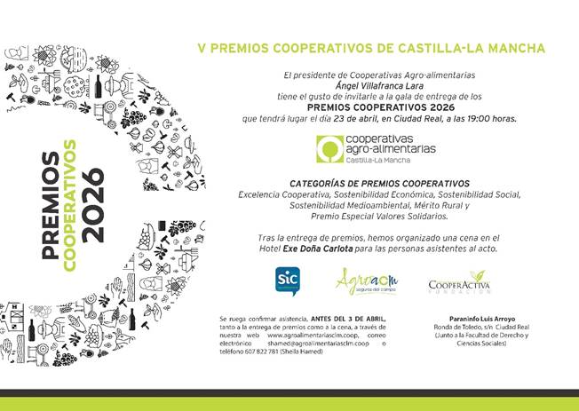 aseircam's tweet photo. ASEIRCAM presente en la V Edición de los Premios Cooperativos de Castilla-La Mancha en Ciudad Real celebrado del 23 de abril. Un encuentro clave del sector agroalimentario que reunió a más de 500 profesionales. en representación de Aseircam nuestra compañera Mar González. https://t.co/sjV3s5HQV1