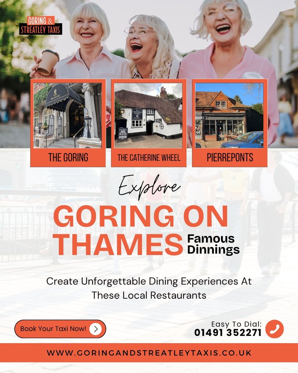 goringtaxis's tweet image. Transform every meal into an unforgettable experience at these fantastic spots around town! @TheGoring @TCWGoring @pierrepontscafe 

Book Now: 01491 352271
goringandstreatleytaxis.co.uk/book-a-taxi/

#GoringAndStreatleyTaxis #BookNow #ContactUs #TaxiService #MayBankHoliday #BankHolidayMonday