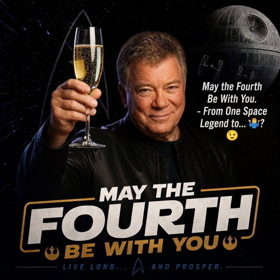 dbmoore's tweet photo. I like 'em both.  I watched the original #StarTrek series on TV (on reruns) and went to the premier of Star Wars (now episode 4) at the Astor Plaza. Live long and prosper, peace and long life, and may the Force be with you!

#StarWars #StarWarsDay #MayTheFourth @WilliamShatner https://t.co/xJxpCwcJqR