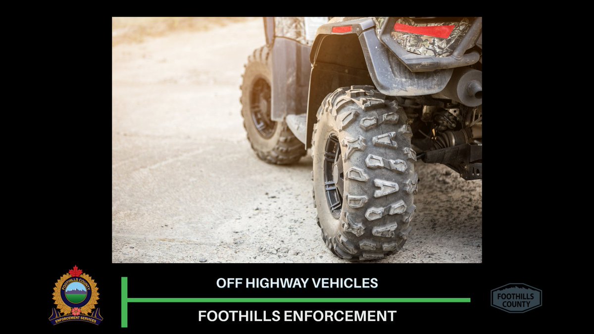 ⚠️ OHV Reminder – Foothills County
OHVs are only allowed on private property with permission or approved Crown land. Riding on roads, ditches, or public land is not permitted. Complaints may result in enforcement action.