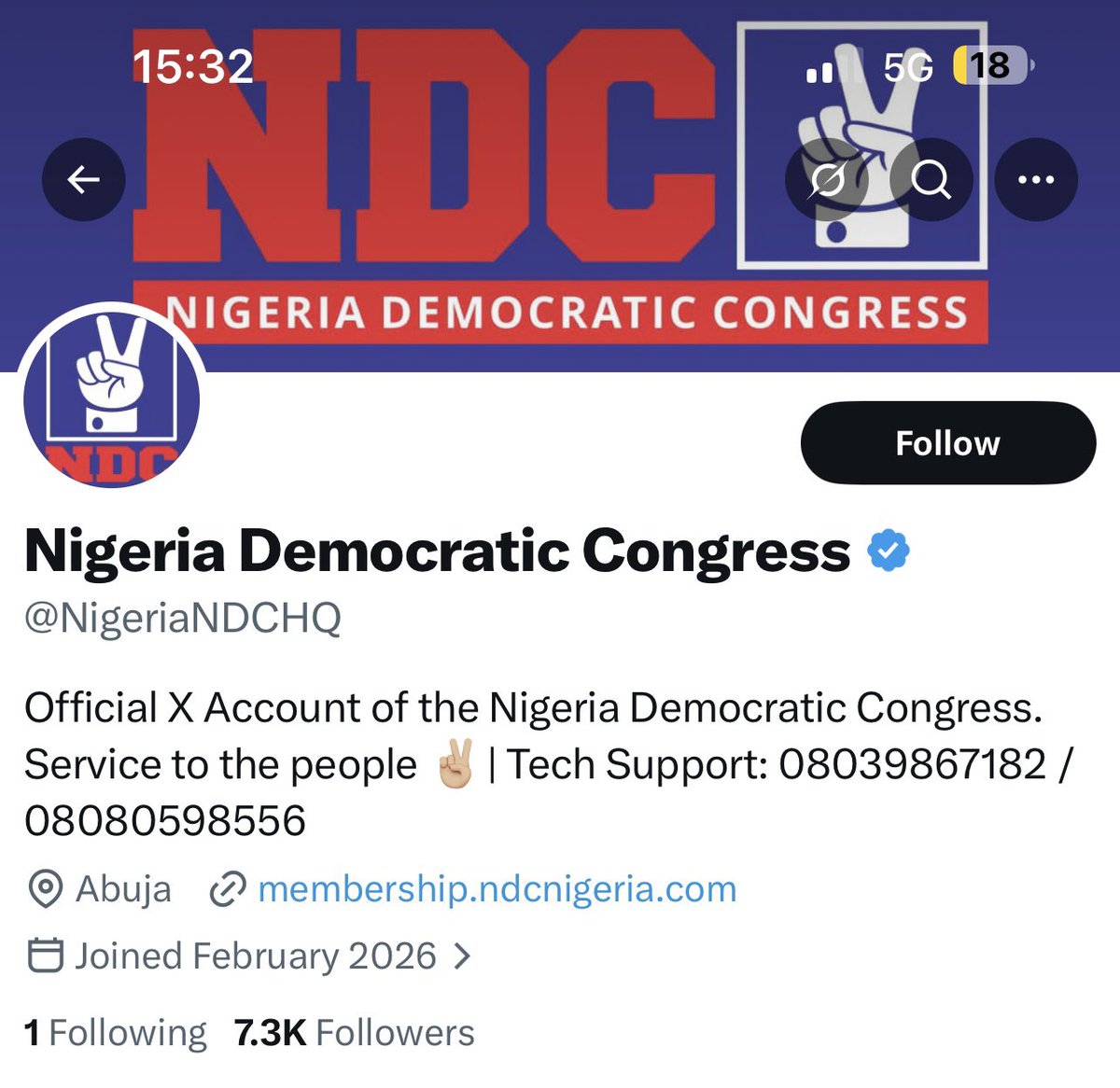 eneotujoe's tweet photo. NDC spiked from 7.3K to 43.2K followers in just 24 hours. A staggering 491.8% surge.

This is what happens when a movement meets a brand. Not just a politician, not just a candidate, but a notable BRAND. Peter Obi is a luxurious brand. https://t.co/p1lldVFxRO