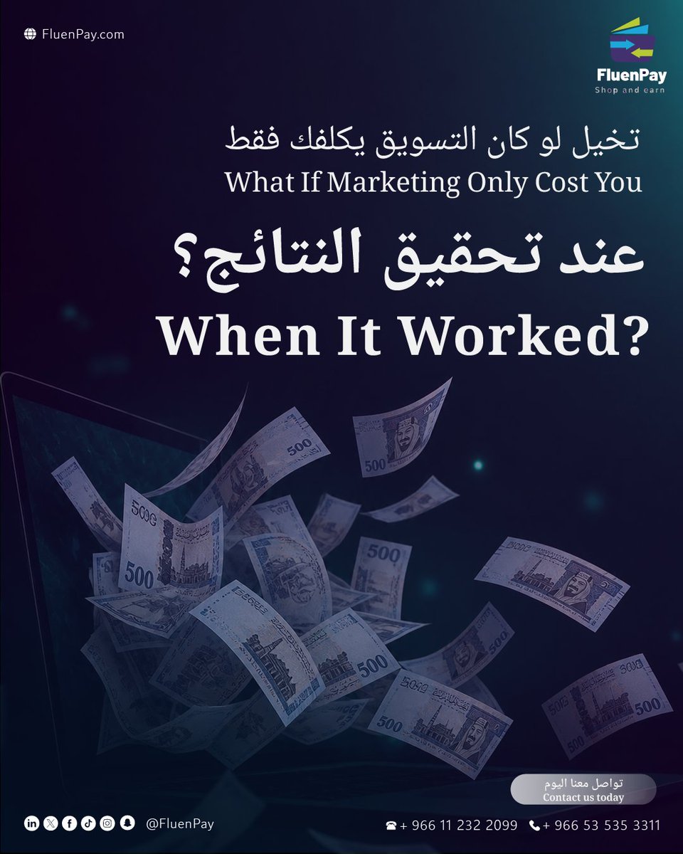 fluenpay's tweet image. Performance-based marketing platform paying only for real results delivered
منصة تسويق تعتمد الأداء تدفع فقط مقابل النتائج الحقيقية

Join FluenPay Now | انضم الان الى فلوين باي
📞 +966 53 535 3311

#InfluencerMarketing #BrandGrowth #DigitalMarketing #SocialMedia #Influencers