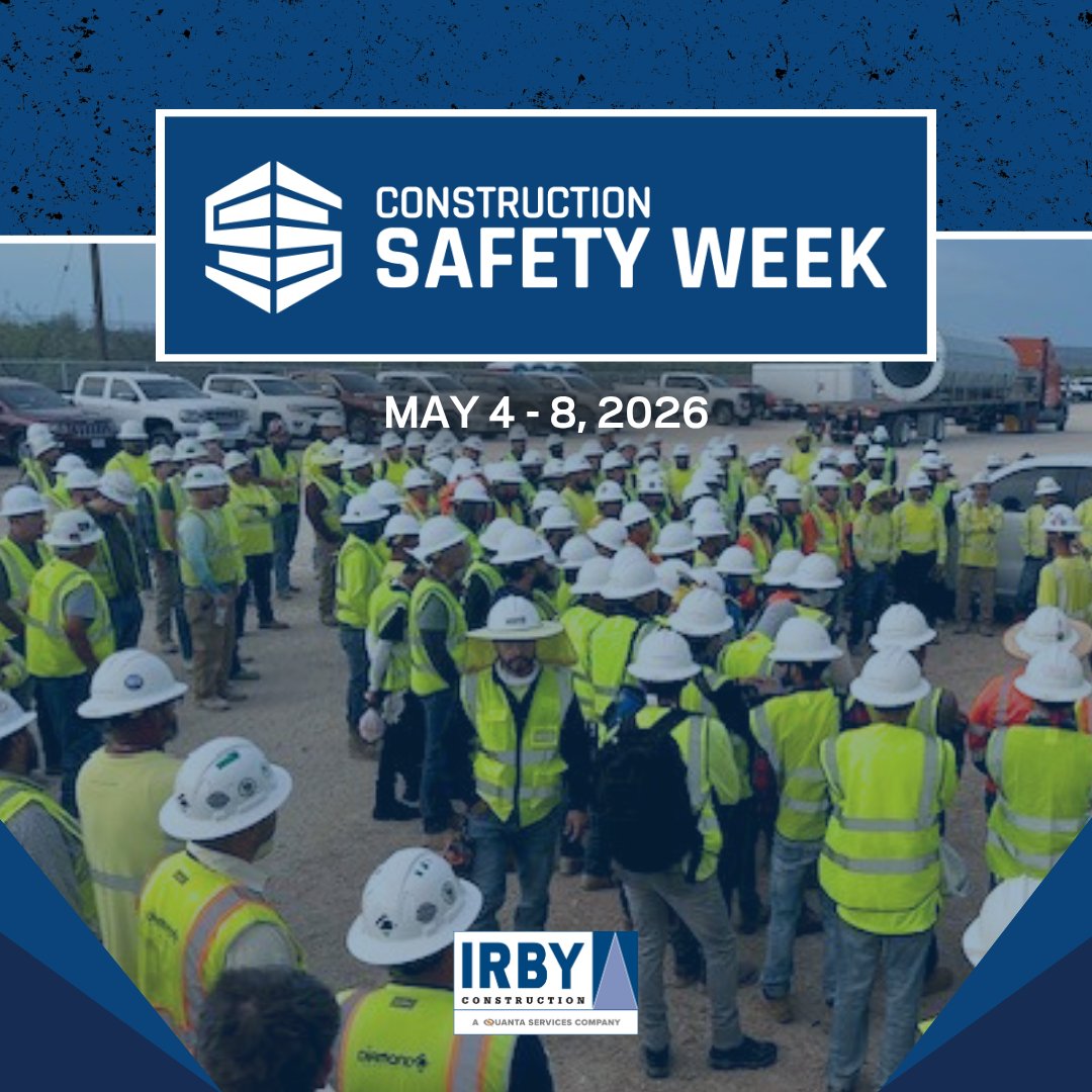 IrbyConst's tweet photo. RECOGNIZE • RESPOND • RESPECT

These are the tenets of Construction Safety Week 2026. At Irby Construction Company, they're not just words on a banner; they're built into how we work.

Stay tuned, and learn more here: https://t.co/q7UNcMEsRm  

@Quanta_Services https://t.co/jdDgBem9XB
