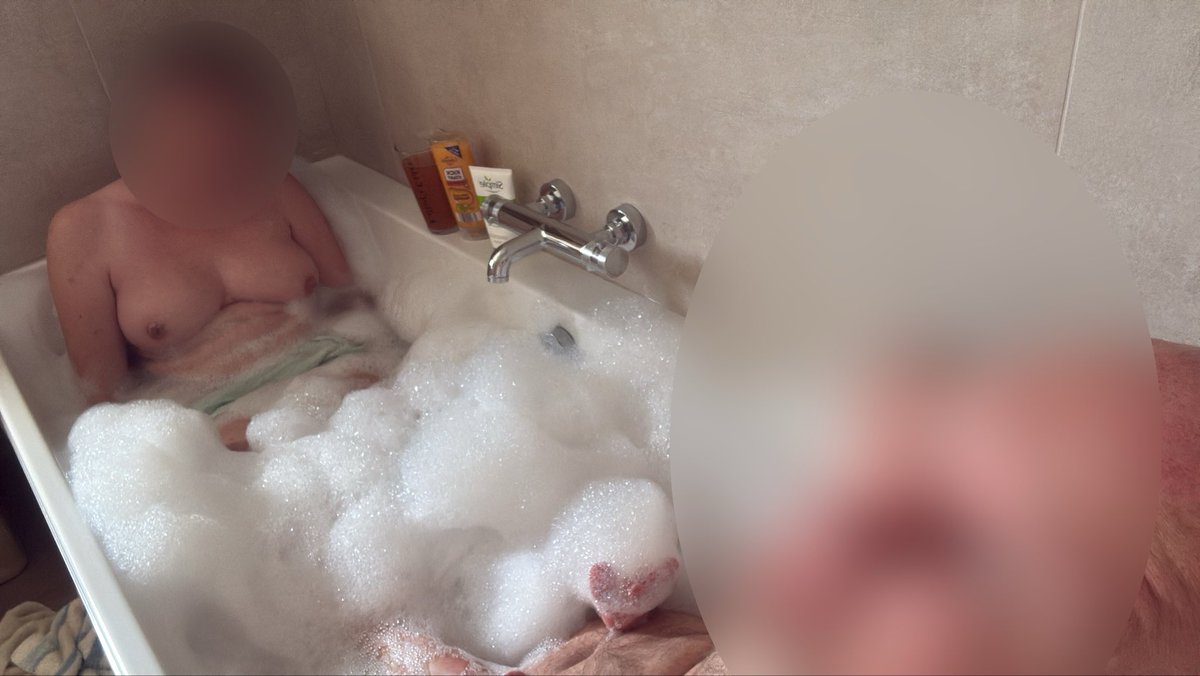 NewPennys's tweet photo. First bath together for a couple of years, in the new bathroom. Great being naked together and relaxing https://t.co/TM9QqUs4Qp