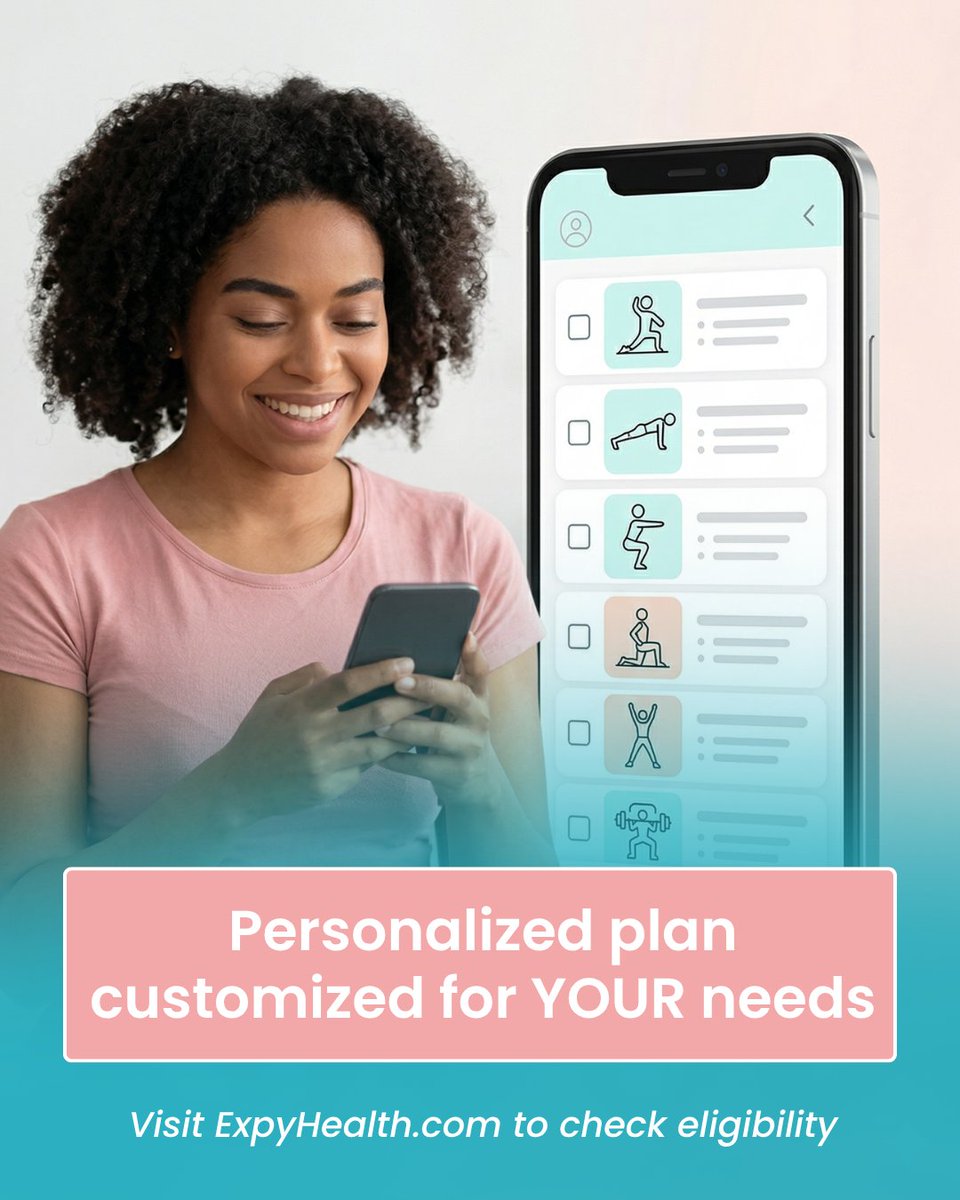 ExpyHealth's tweet image. Virtual physical therapy can feel unclear at first. You start with an evaluation, a provider watches how you move, and you get a plan with follow-ups to adjust. It’s real care in a different setting, guided by licensed providers. Check coverage before booking. #PhysicalTherapy