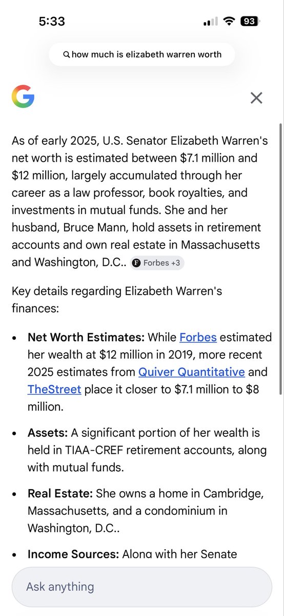 thatgiirl30's tweet photo. @SenWarren Says the multi millionaire…. https://t.co/r1APP7yRzO
