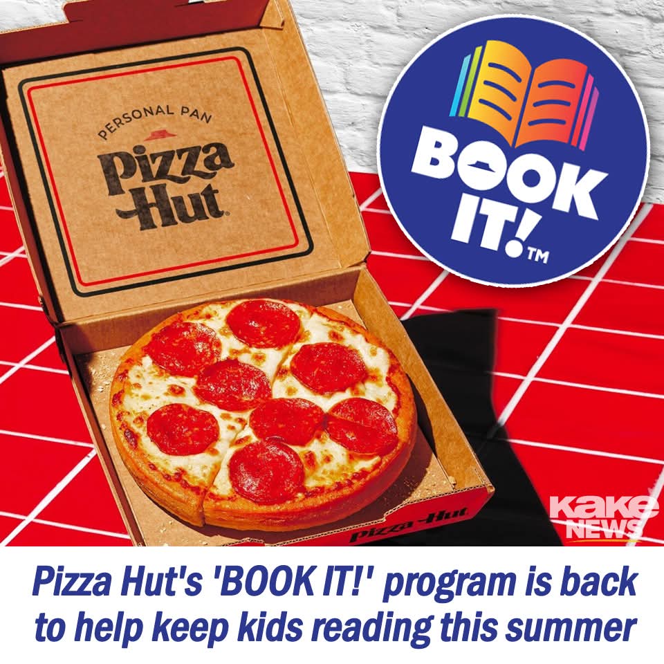 AngieKansas's tweet image. BOOK IT! announced that enrollment is now open for its "Summer of Stories' program via the book it app.
It runs June 1 through August 31. 
Students can redeem one certificate per month and the program is free. 
#Bookit #PizzaHut #Read 📖🍕
kake.com/news/offbeat/p…